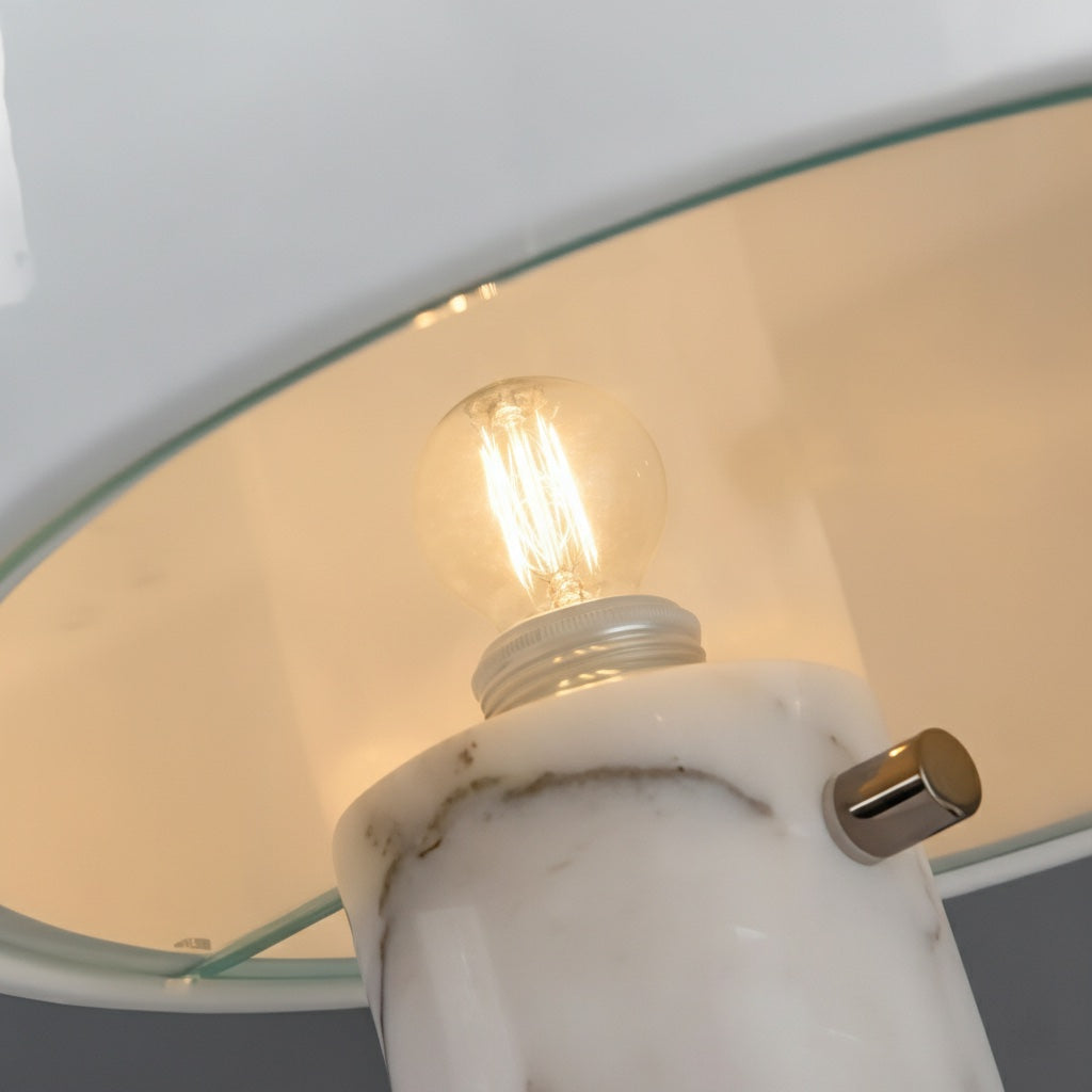 Slantia Amusing Ploy Tischleuchte – Glasschirm und Marmorsockel, Design für Wohn- oder Schlafzimmer N45