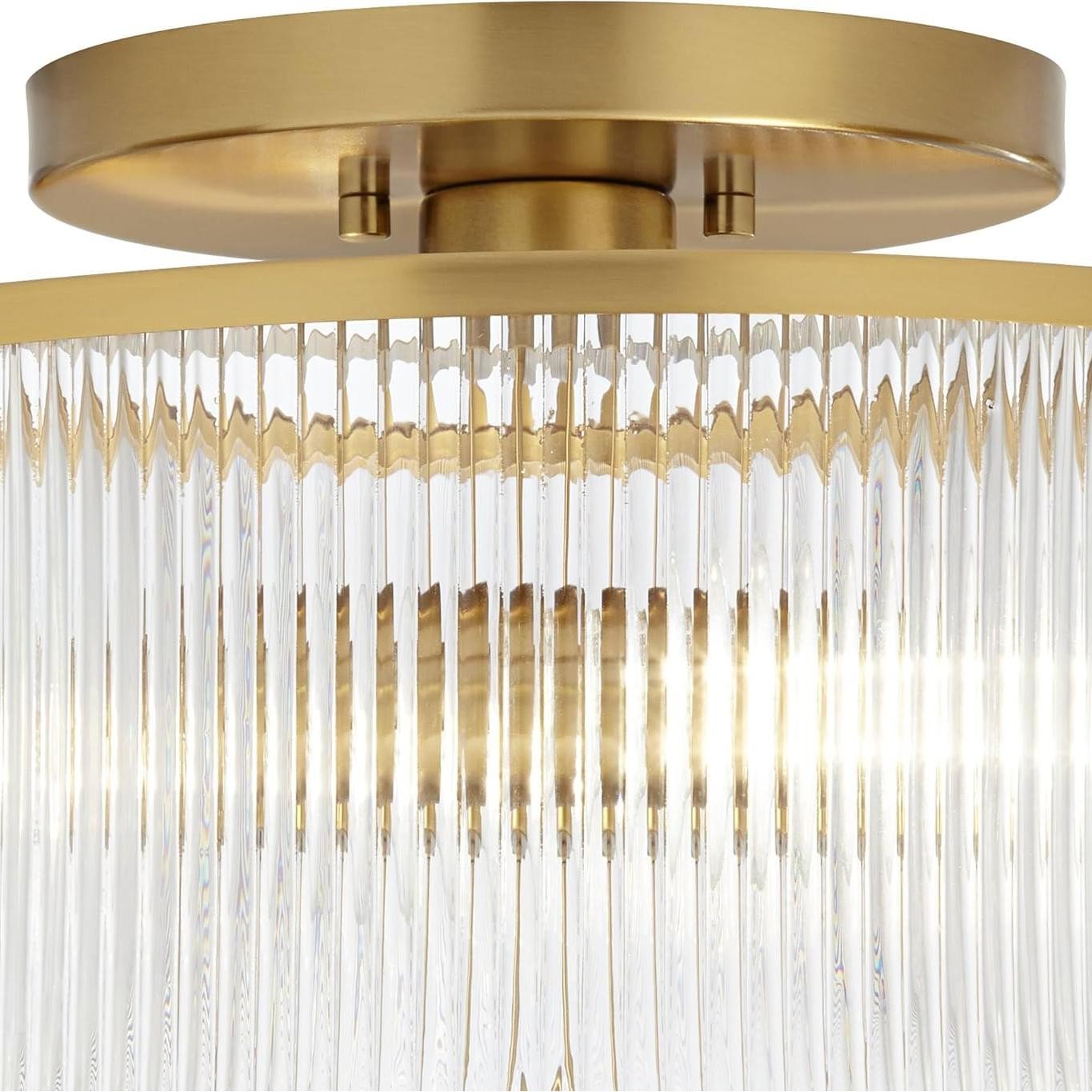 Retro Fluted Glass Drum Ceiling Light