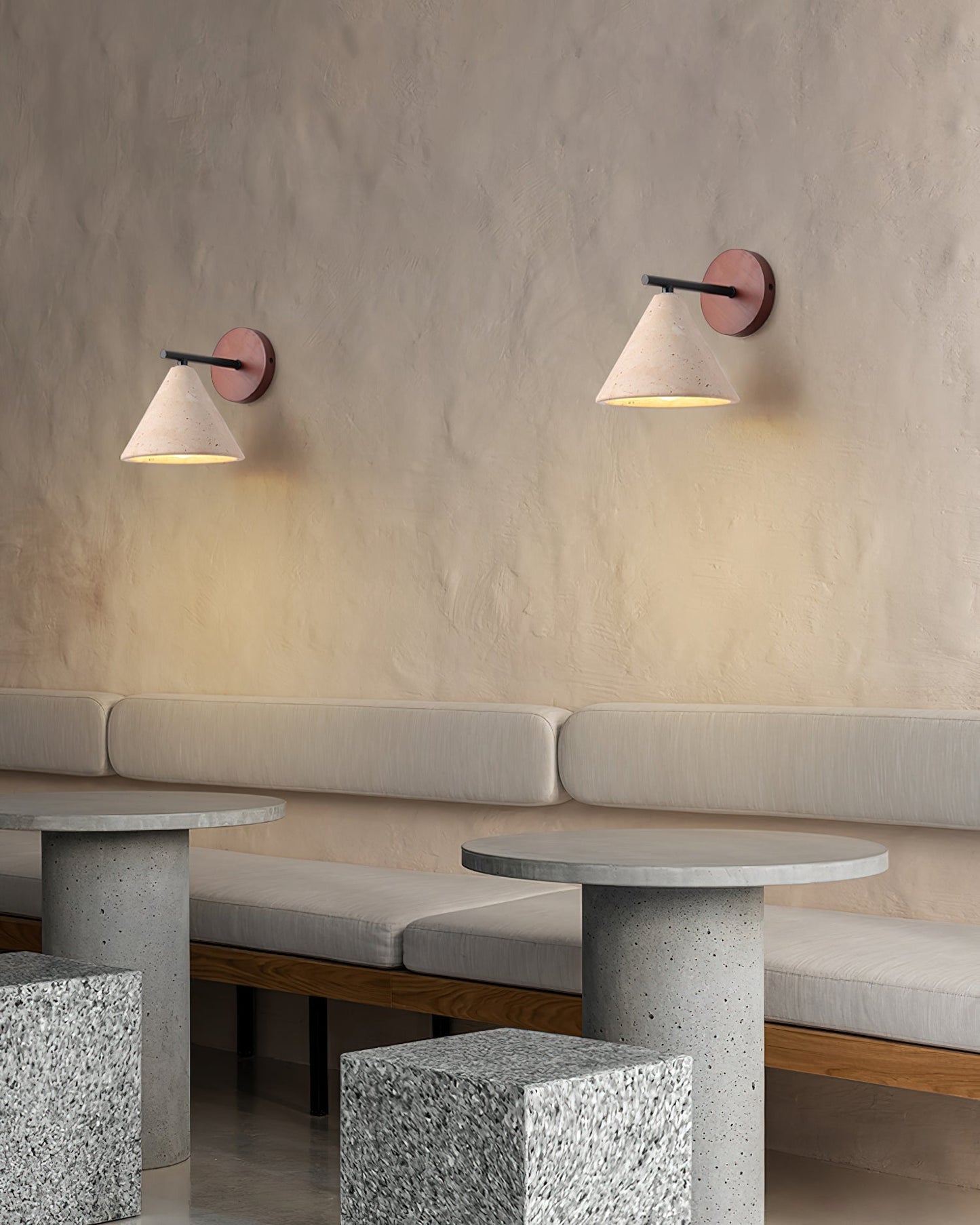 Vintage Cone Travertine Wall Lamp with E26 or E27 Socket