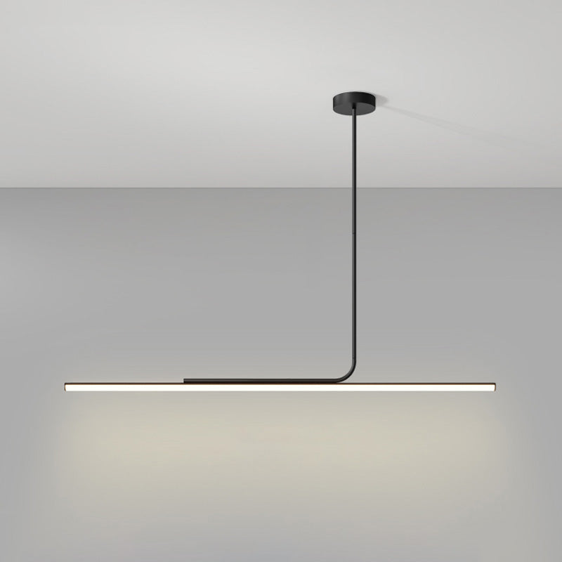 Schlanke asymmetrische lineare Pendelleuchte Schwarz-Weiß-Finish Deckenleuchte