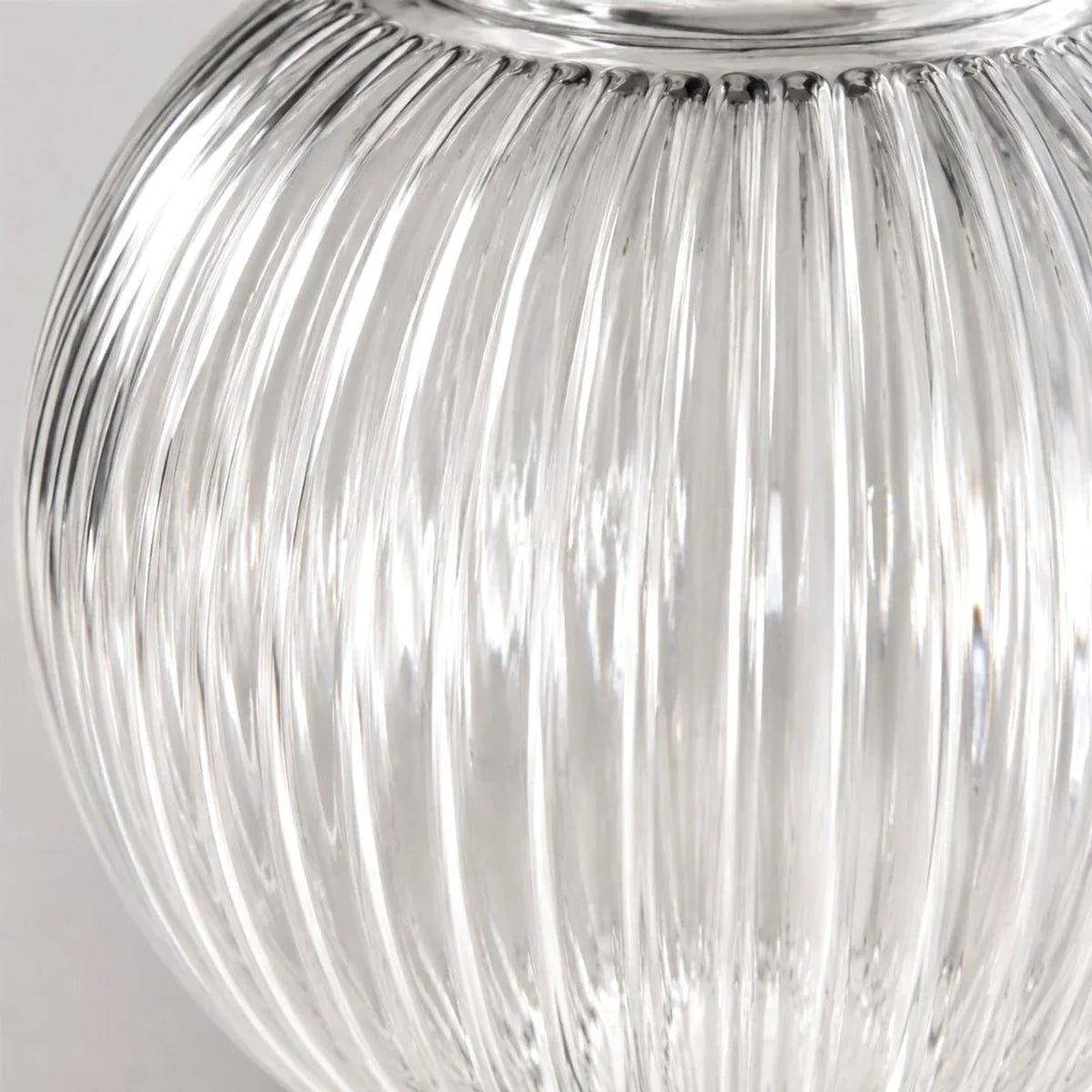 Close detail of ribbed glass shade texture