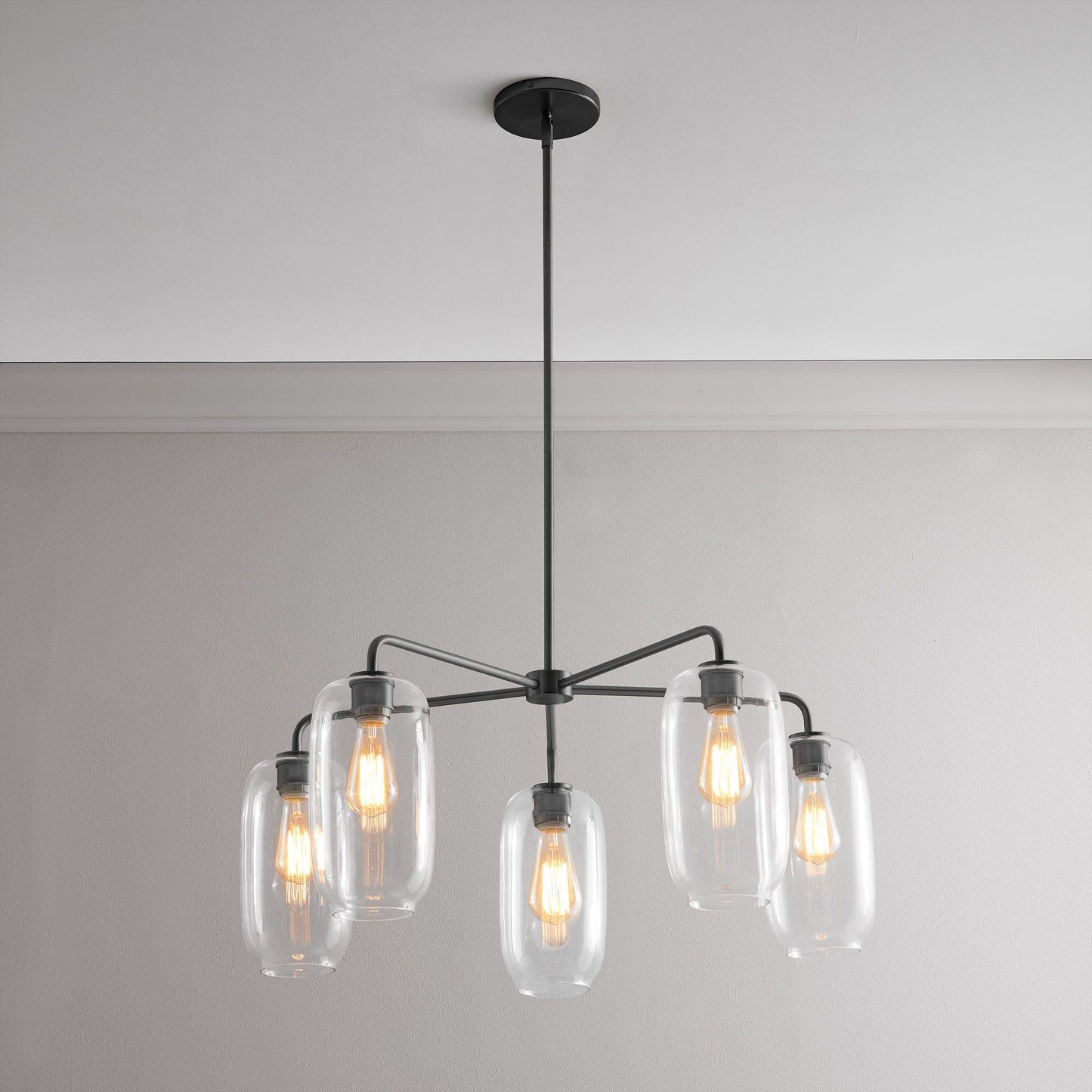 Lumivelle 5-Light Pebble Chandelier - Modern Glass Pendant Lighting