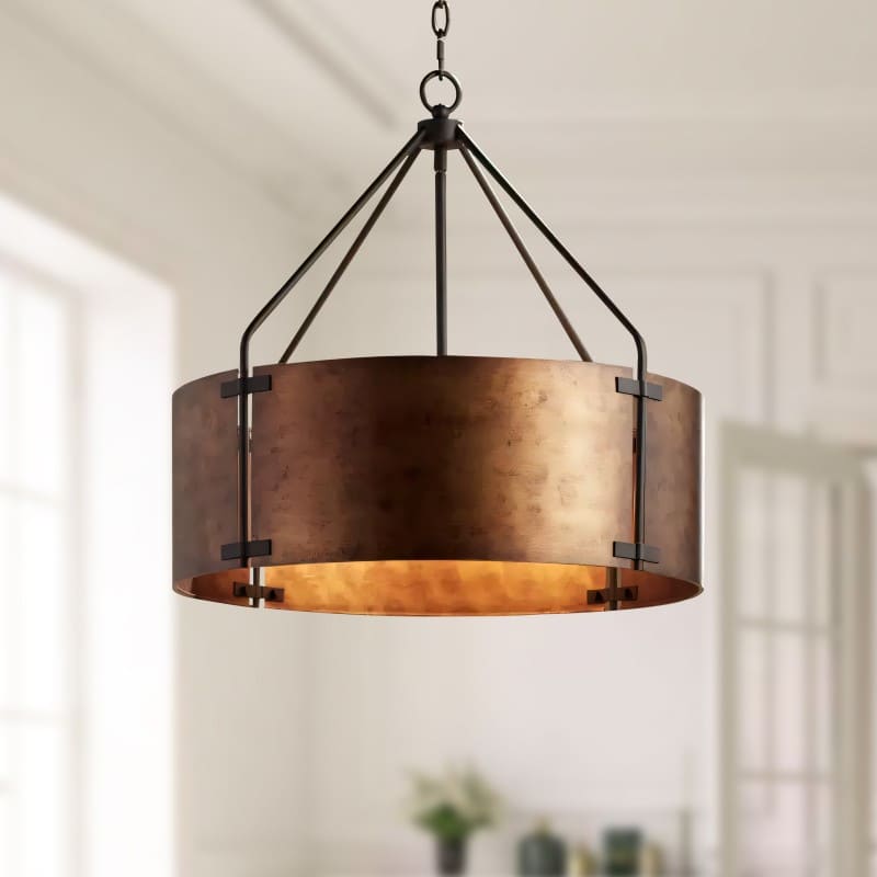 Antike Trommel-Pendelleuchte aus Messing – Vintage Industrieller Charme Loft Living