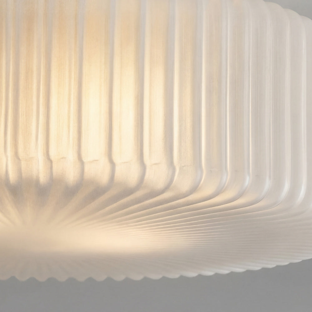 Lunorib Contemporary Opaline Glass Ceiling Fixture - Textured Ribbed Metal Lighting for Living Areas