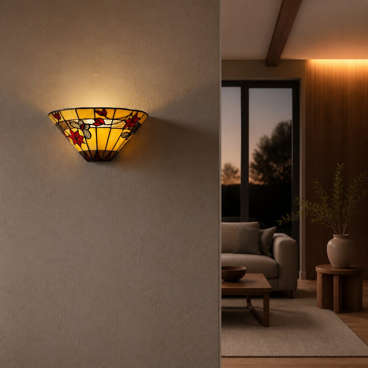 TF Butterfly Wall Sconce – Stained Glass Butterfly Design Wall Light for Bedroom and Living Room