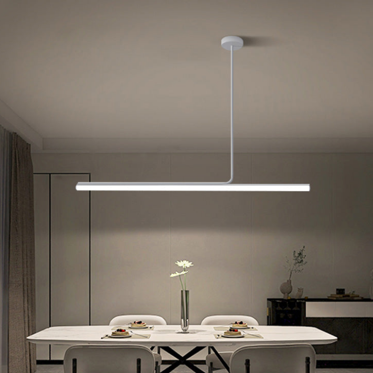 Schlanke asymmetrische lineare Pendelleuchte Schwarz-Weiß-Finish Deckenleuchte