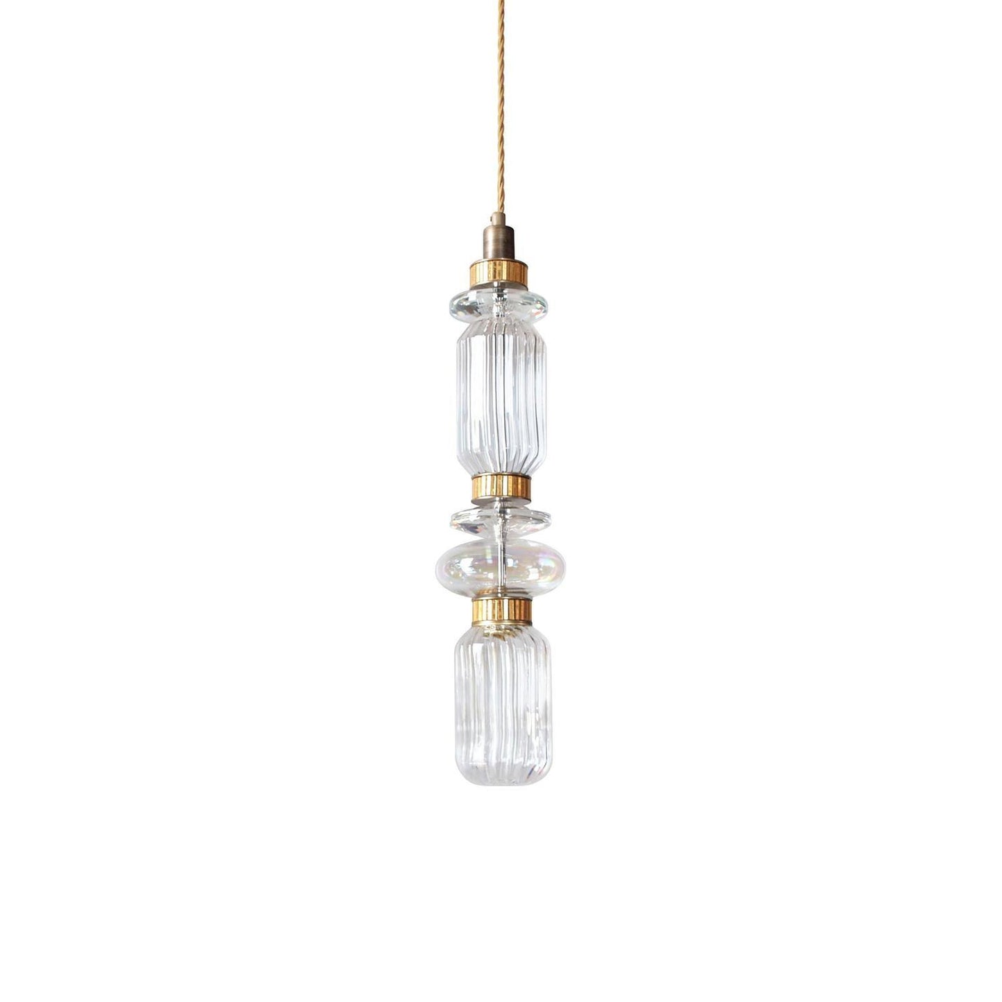 Minimalistische Ballett-Pendelleuchte - Eisen-Metall-Glas-Gold-Bernstein-Innenbeleuchtung