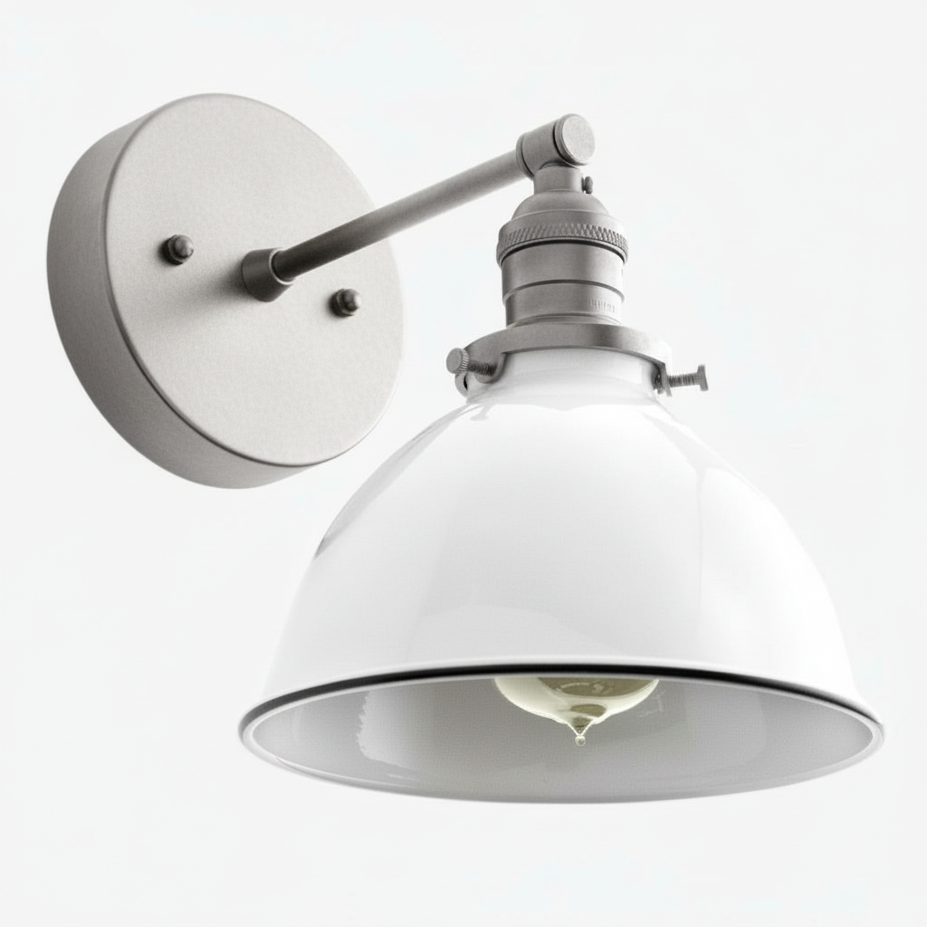 Conique Metal Wall Sconce - White Metal Shade - Industrial Modern Lighting