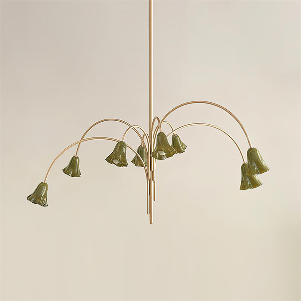 Bellina Sculptural Glass Lily Chandelier – Modern Romantic Pendant Light for High Ceilings