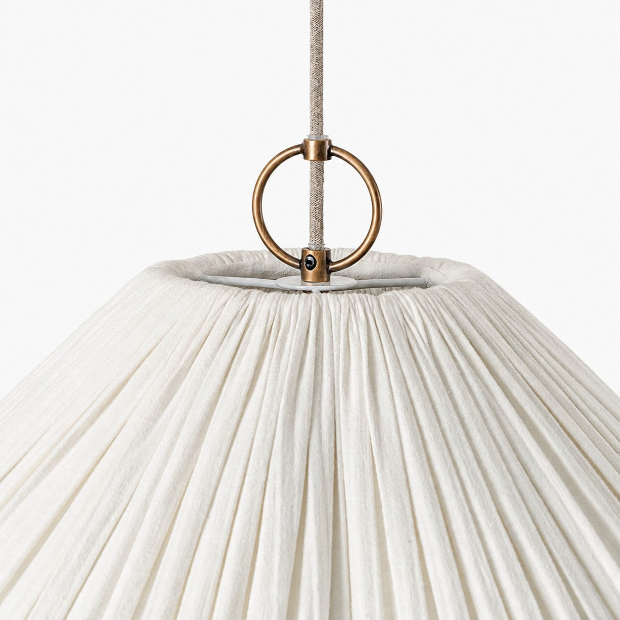 Blossine Linen Scalloped Pendant Light - Layered Shade and Metal Canopy Rustic to Modern