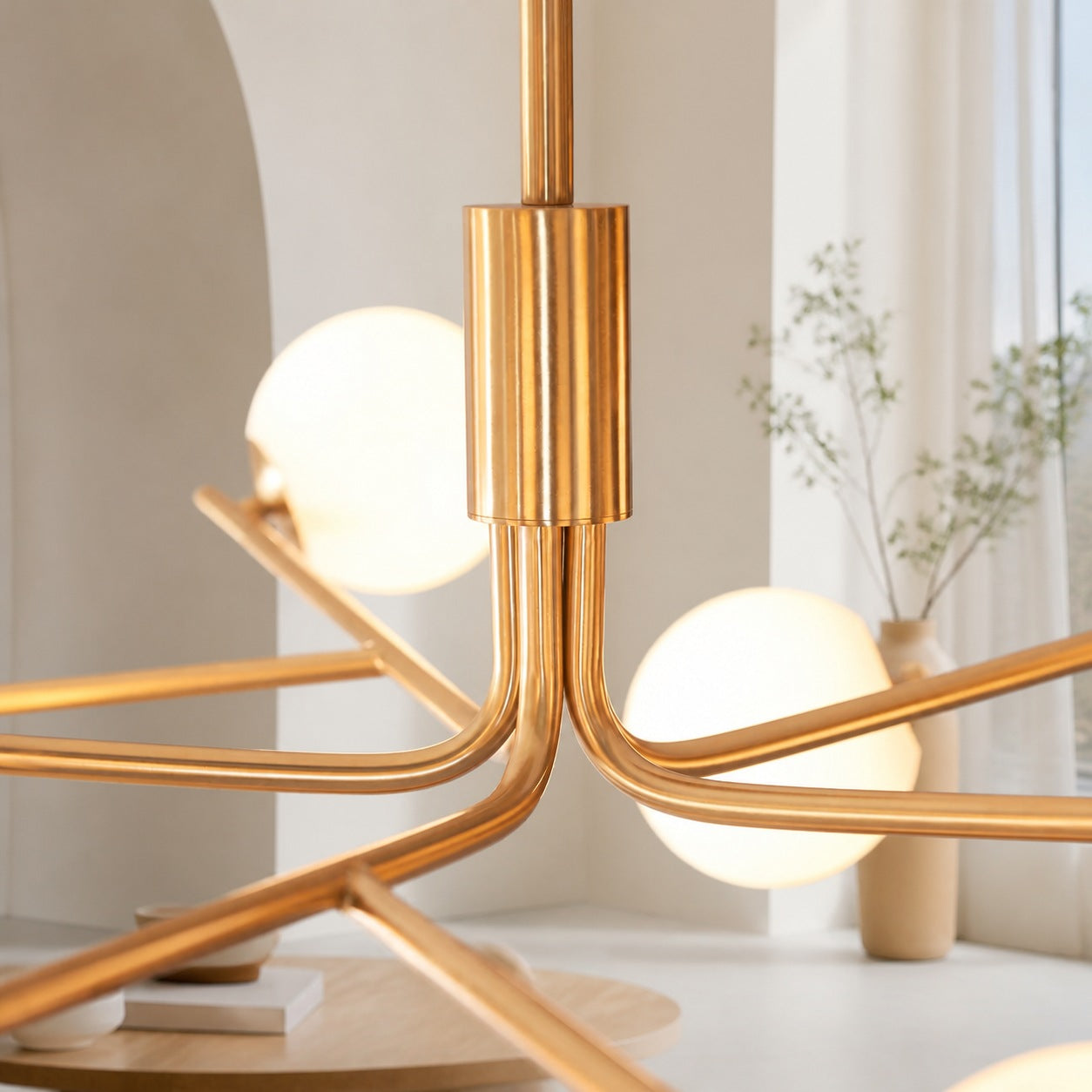 Tivara Mid-Century Modern 10-flammige Pendelleuchte – Kronleuchter mit kugelförmigen Schirmen für hohe Decken