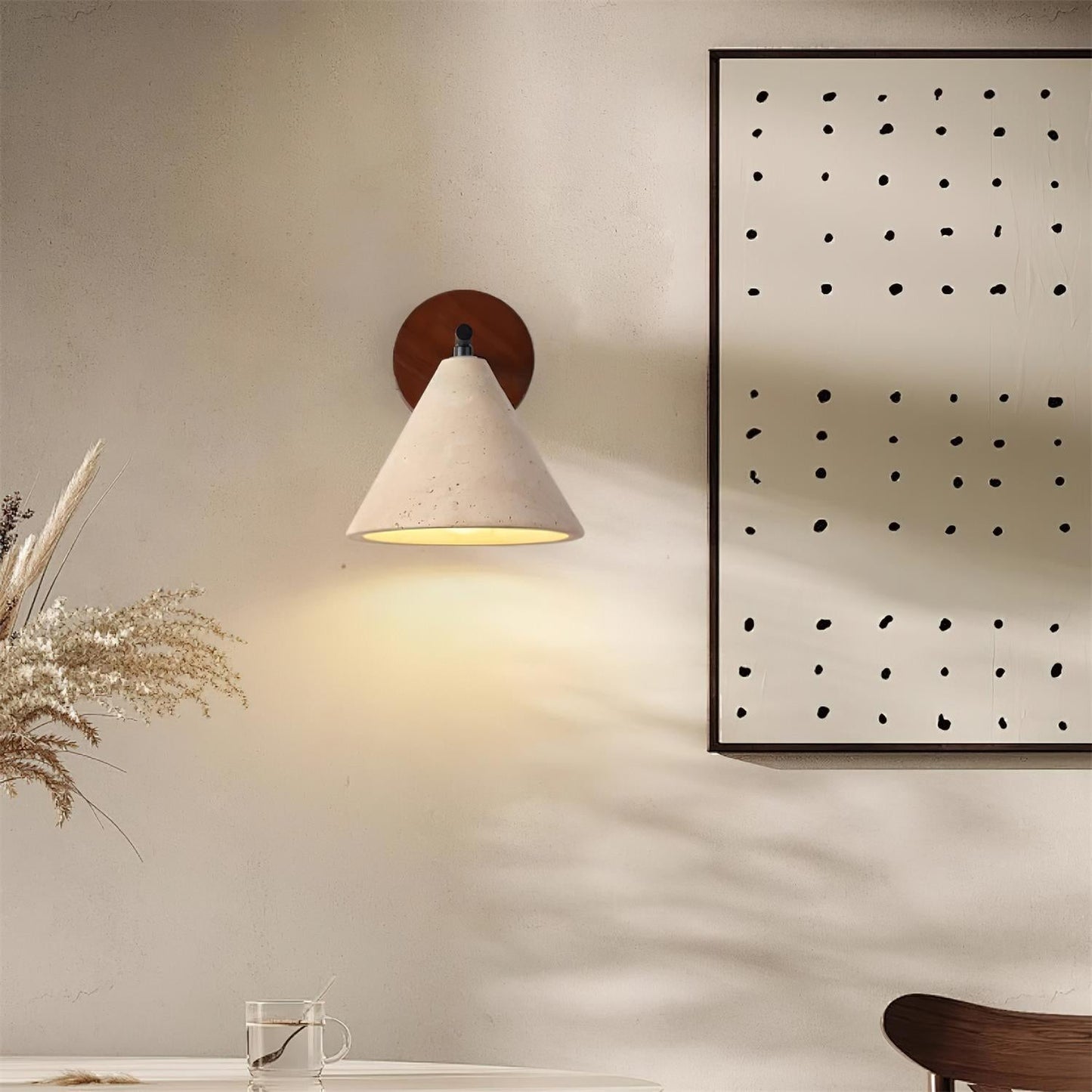 Vintage Cone Travertine Wall Lamp with E26 or E27 Socket