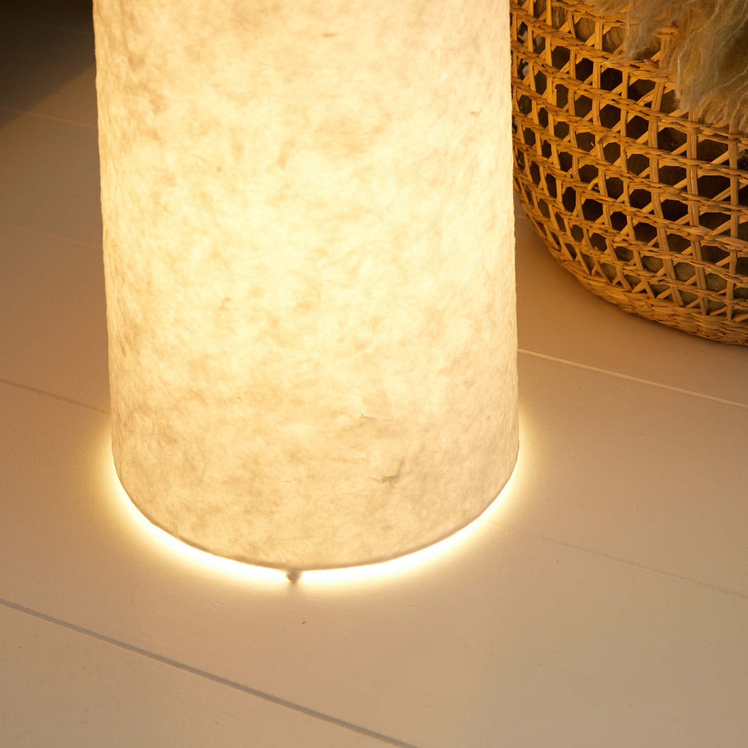 Rustikale zylindrische Leinen Stehlampe für Wohnzimmer
