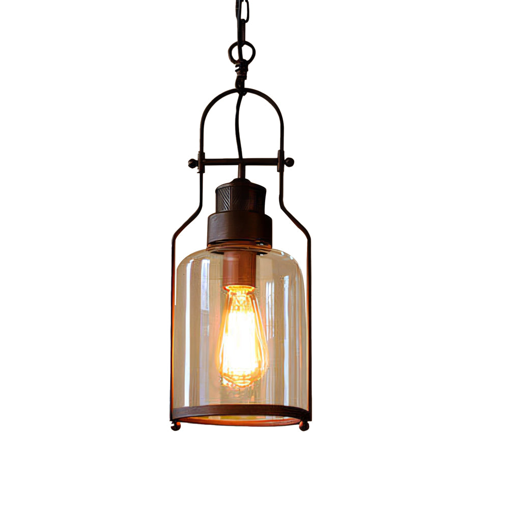 Industrial Vintage Metall Glas Pendelleuchte