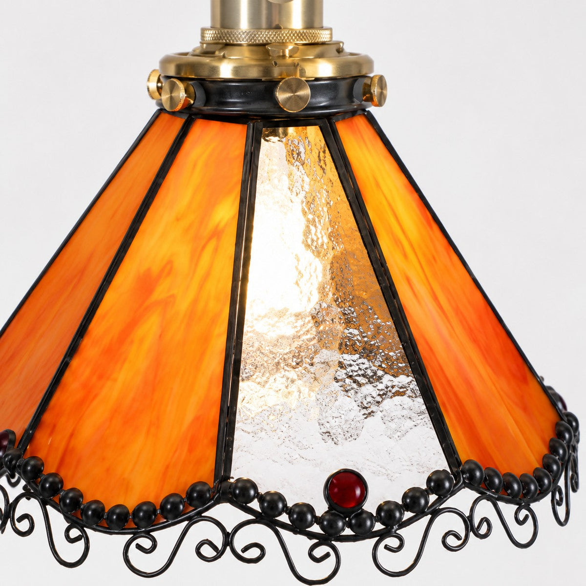 Orange Stained Glass Flush Mount Ceiling Light
