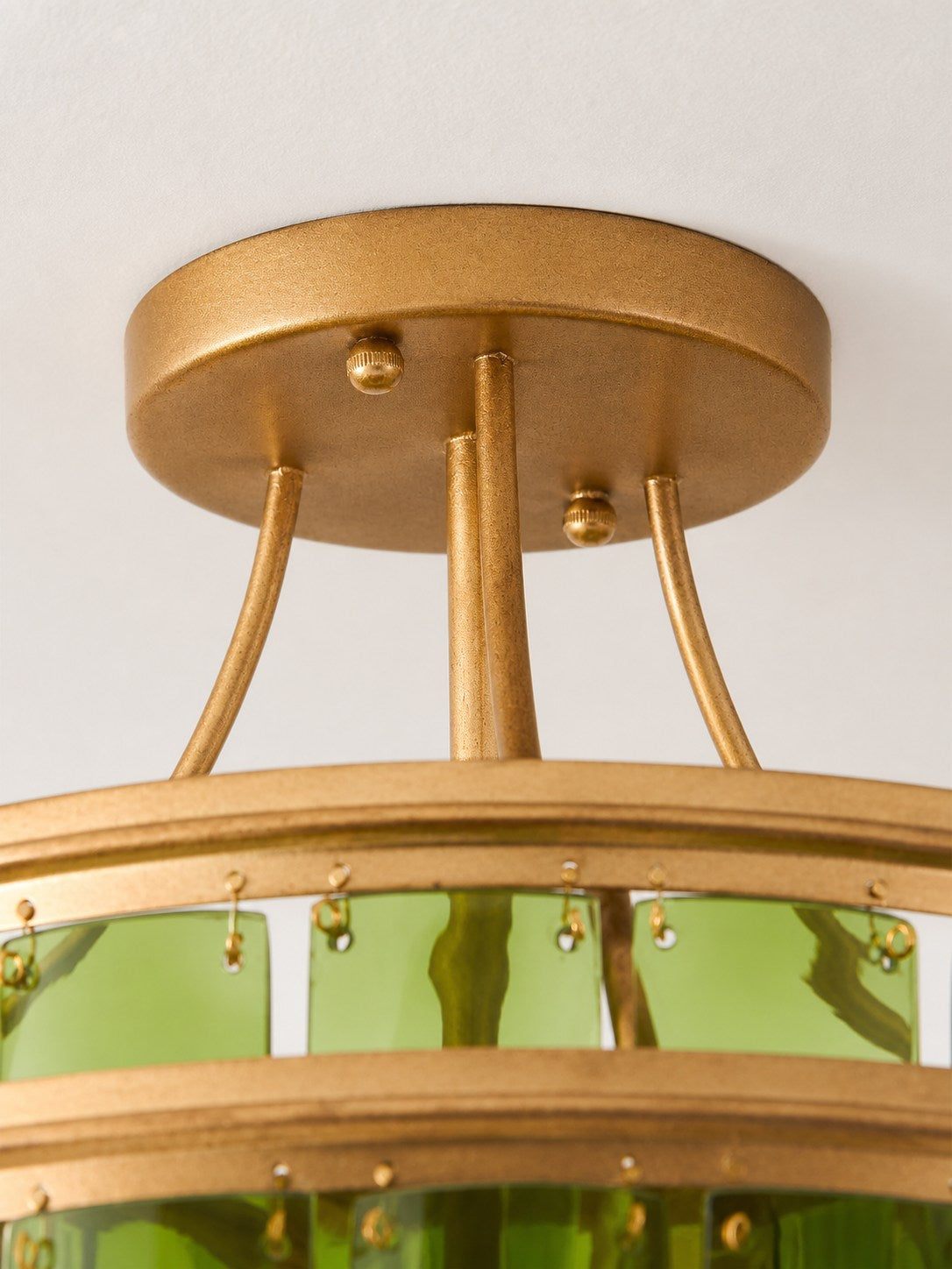 Halbbündige Deckenleuchte aus Verdura-Glas – Elegante Deckenleuchte aus grünem Glas