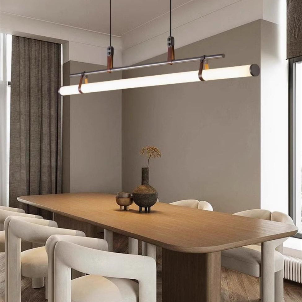 Modernes minimalistisches Langrohr Linearer LED Kronleuchter