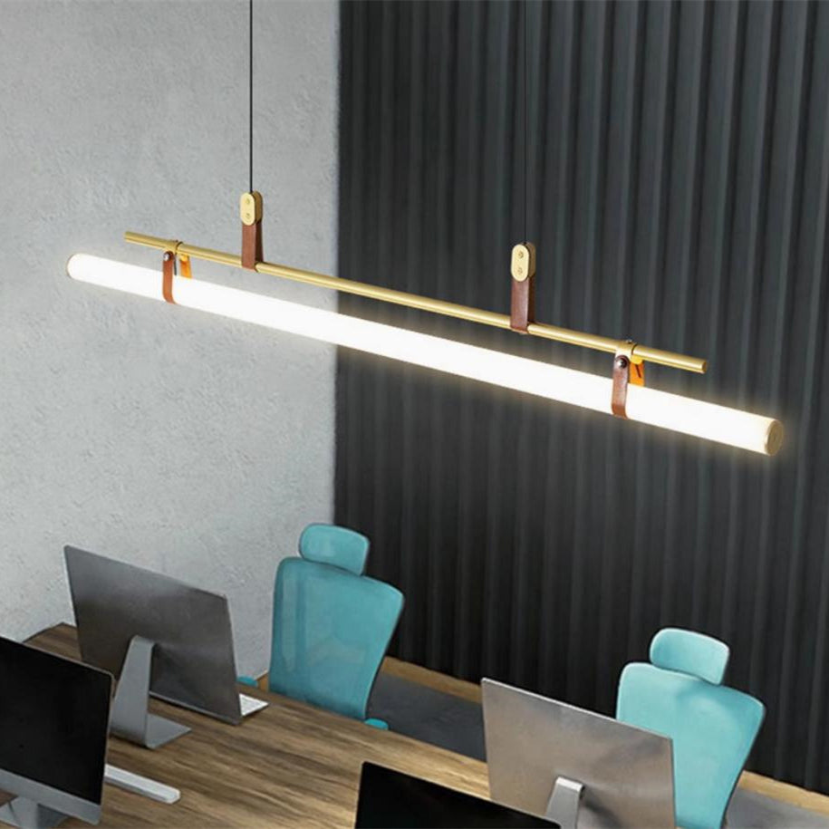 Modernes minimalistisches Langrohr Linearer LED Kronleuchter