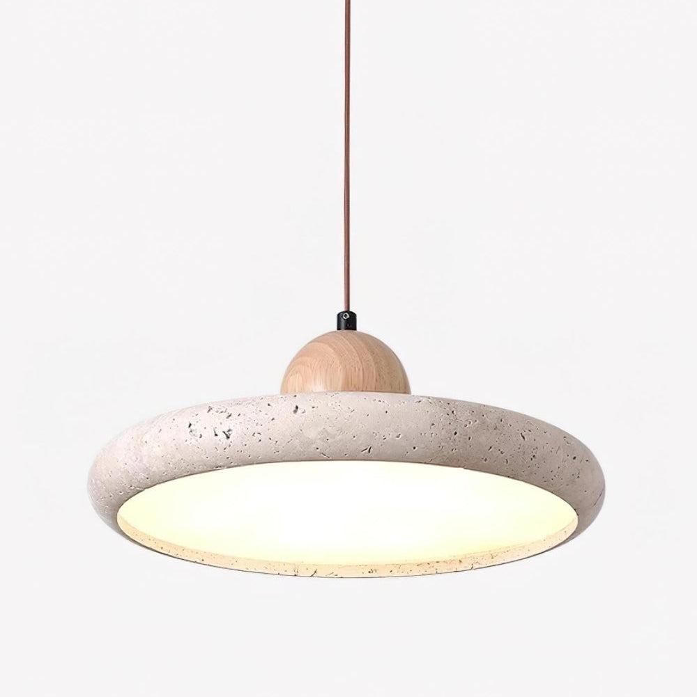 Moderne minimalistische Travertin Frisbee Pendelleuchte