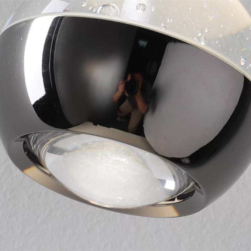 Modern Liftable Mini Csystal Globe Pendant Light Over Nightstand