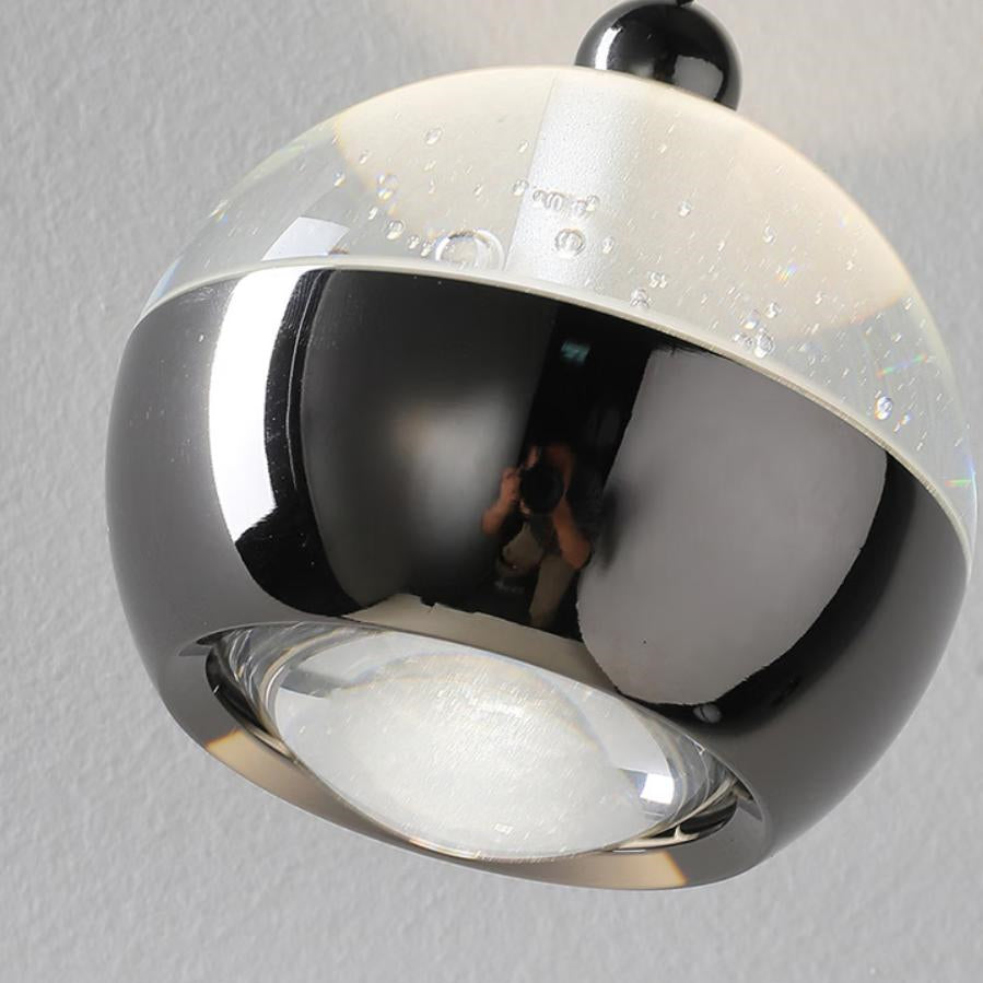Modern Liftable Mini Csystal Globe Pendant Light Over Nightstand
