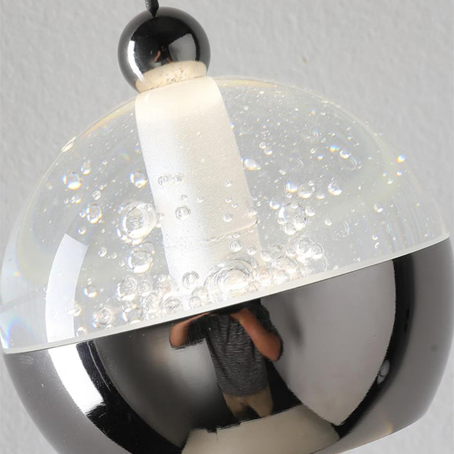 Modern Liftable Mini Csystal Globe Pendant Light Over Nightstand