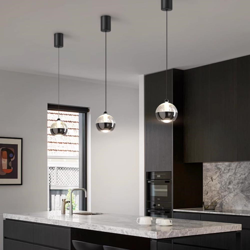 Modern Liftable Mini Csystal Globe Pendant Light Over Nightstand