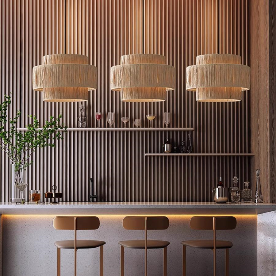 Rustic Wabi Sabi Art Decor Raffic Woven Pendant Light