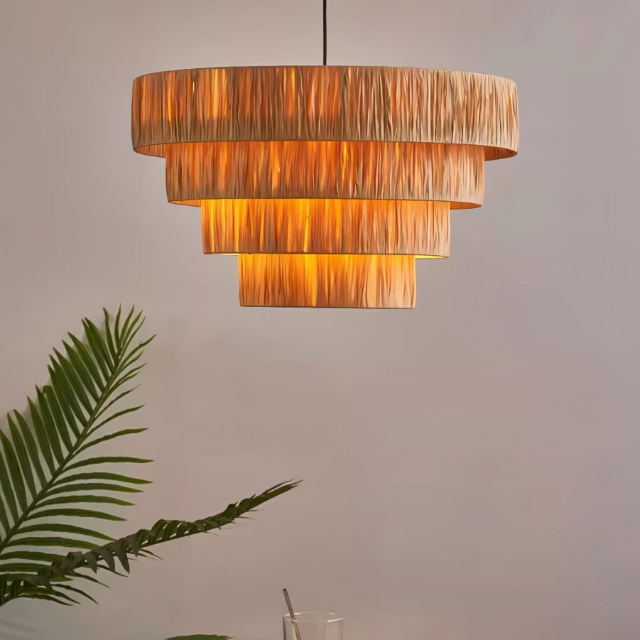 Rustic Wabi Sabi Art Decor Raffic Woven Pendant Light