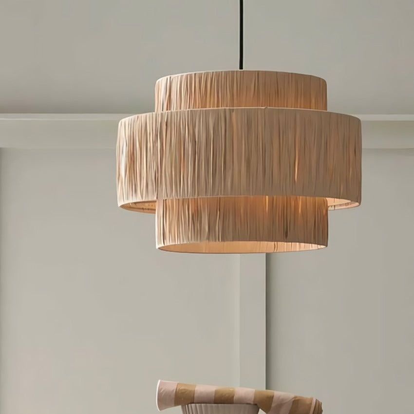 Rustic Wabi Sabi Art Decor Raffic Woven Pendant Light