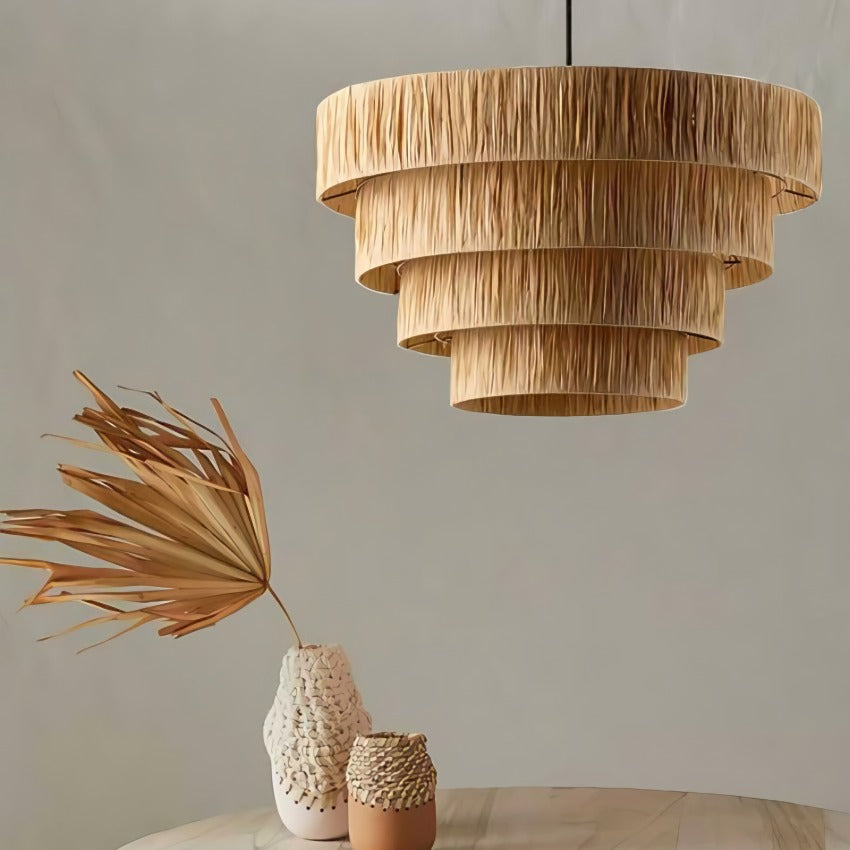 Rustic Wabi Sabi Art Decor Raffic Woven Pendant Light