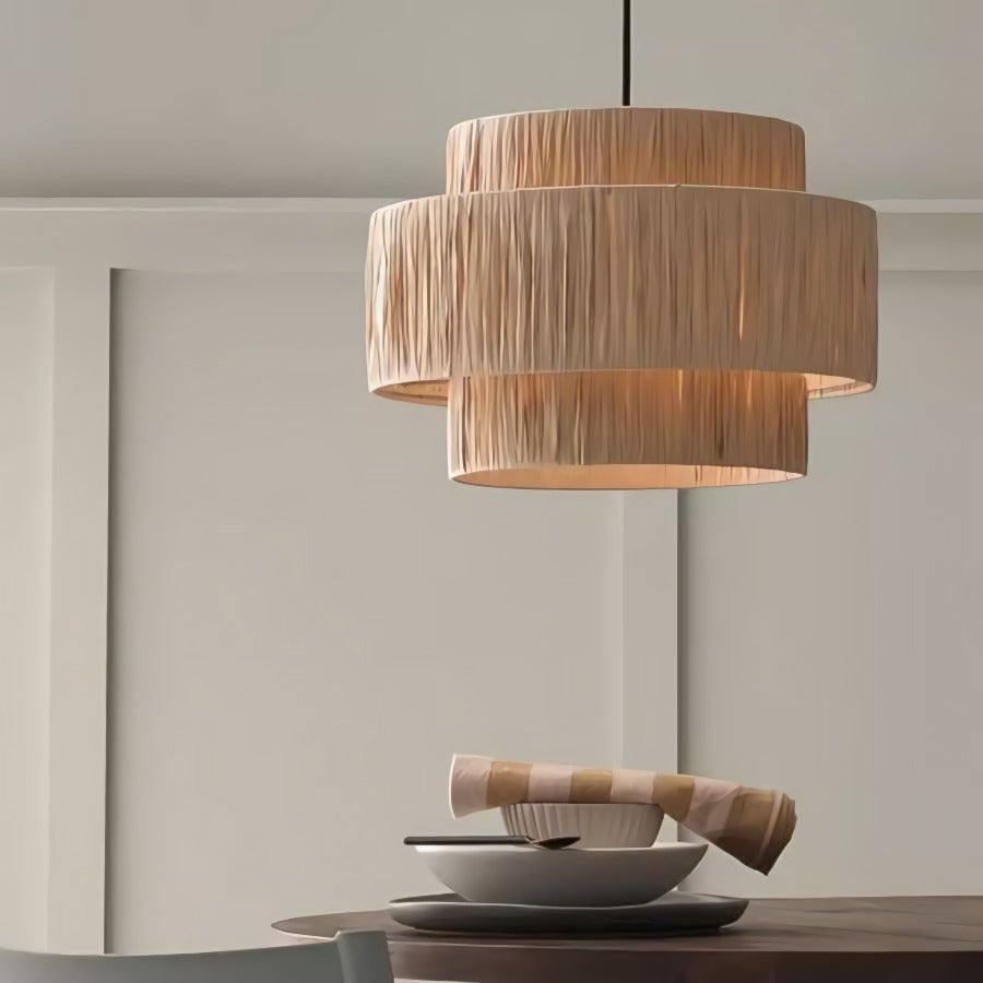 Rustic Wabi Sabi Art Decor Raffic Woven Pendant Light