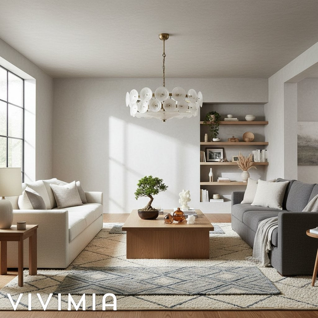 Lorenzo Halo Disc Vintage‑Modern Chandelier – Dining Room Statement Light