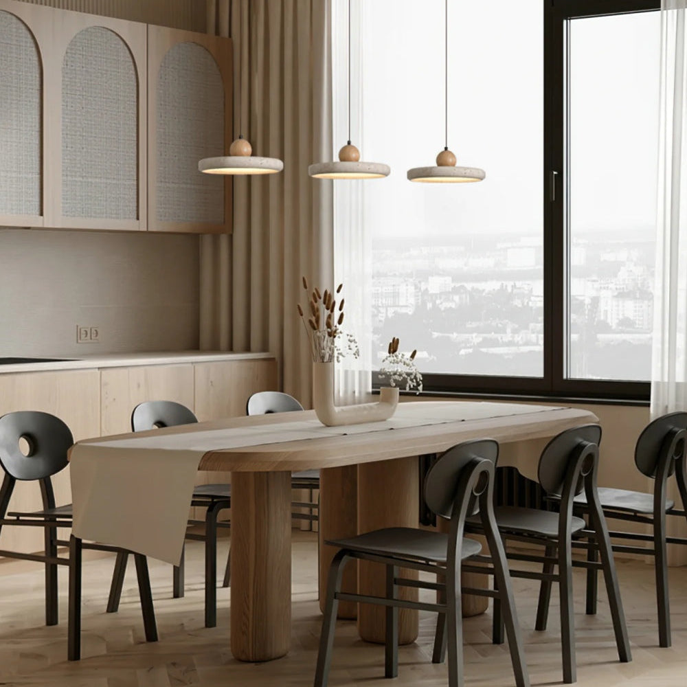 Modern Minimalist Travertine Frisbee Pendant Lamp