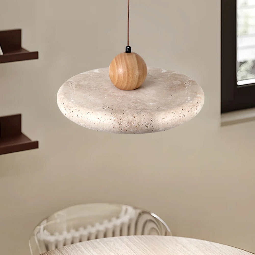 Modern Minimalist Travertine Frisbee Pendant Lamp