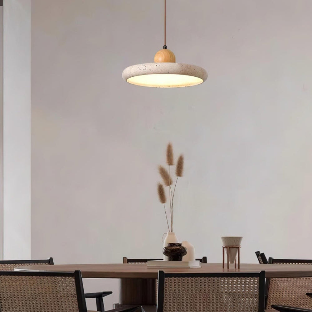 Modern Minimalist Travertine Frisbee Pendant Lamp