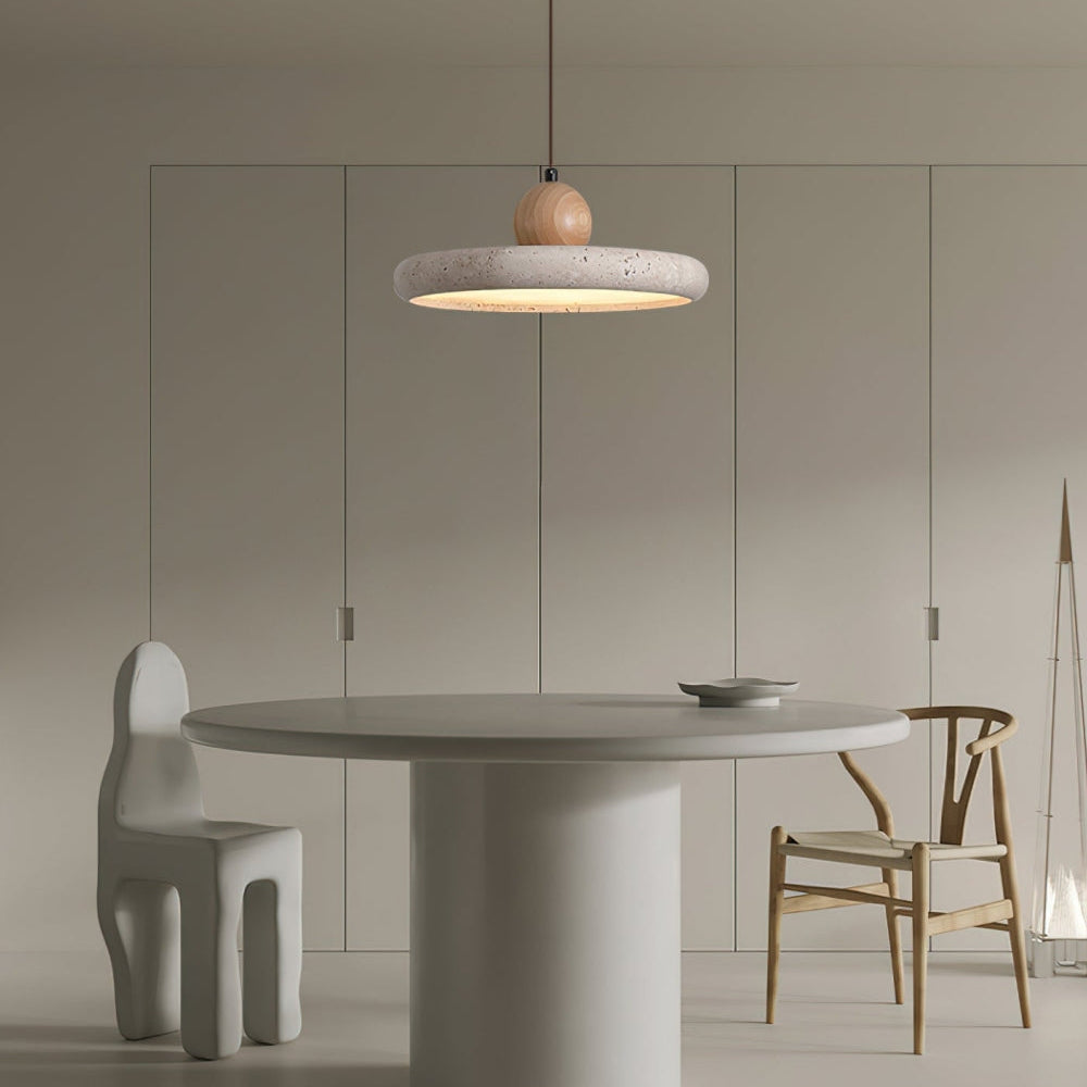 Modern Minimalist Travertine Frisbee Pendant Lamp