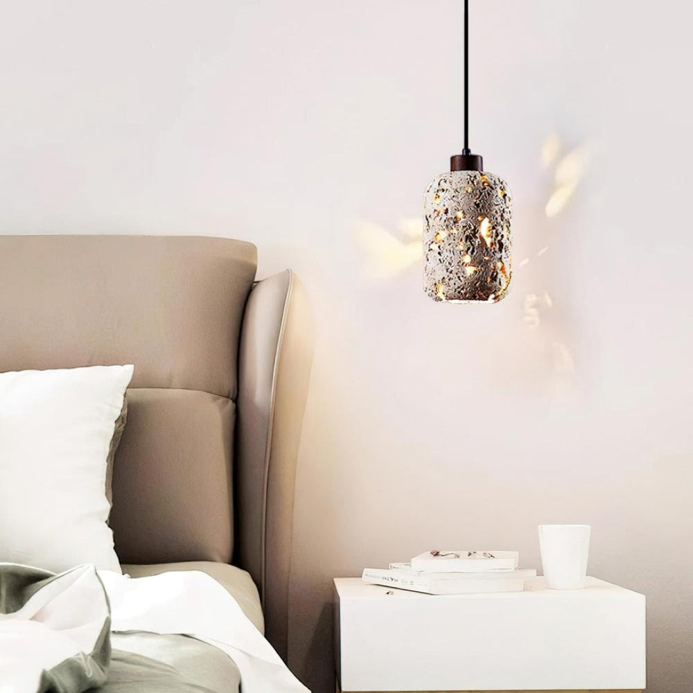 Barrel shaped Travertine Cutout Pendant Lamp