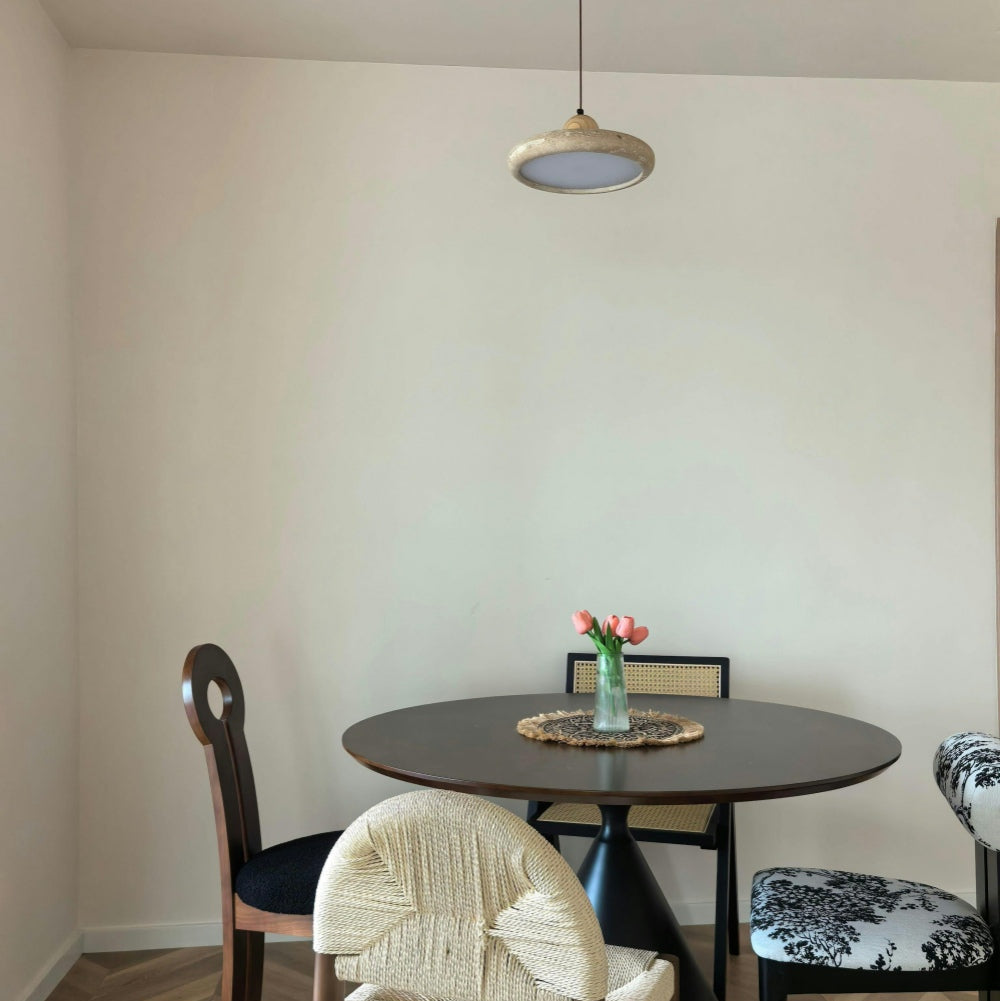 Modern Minimalist Travertine Frisbee Pendant Lamp