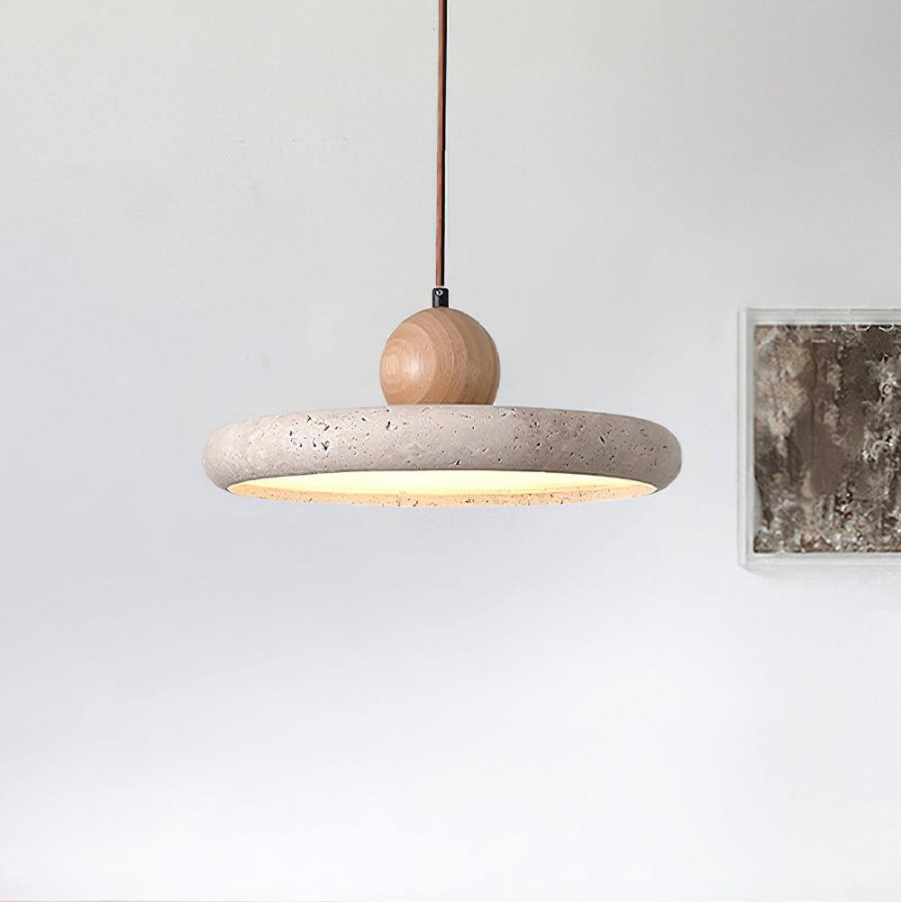 Modern Minimalist Travertine Frisbee Pendant Lamp