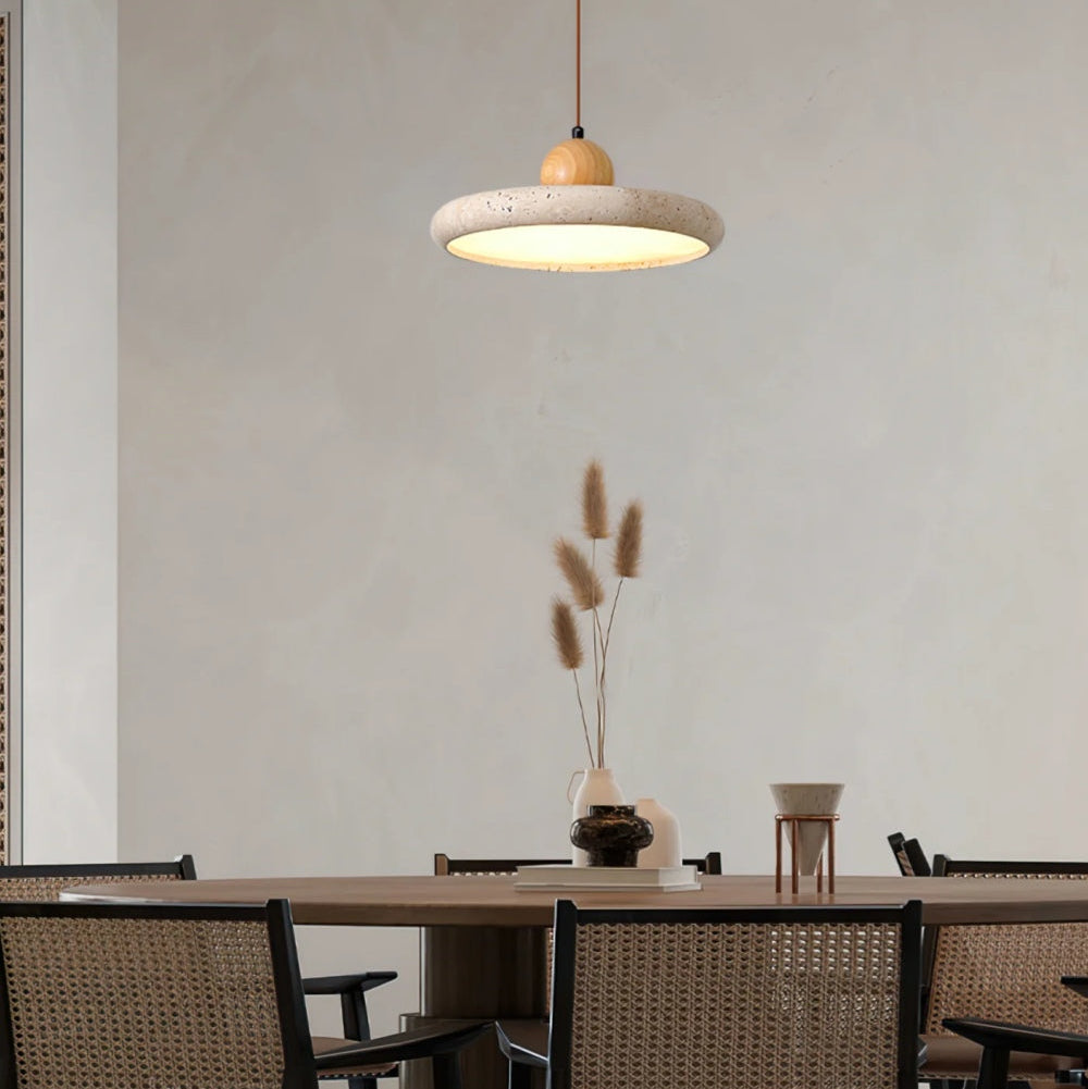 Modern Minimalist Travertine Frisbee Pendant Lamp