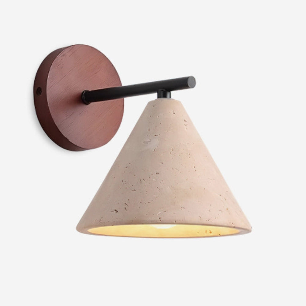 Moderne, minimalistische, konische Wandleuchte aus Travertin
