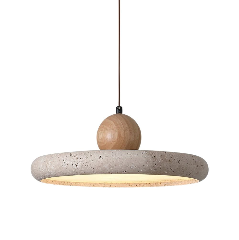 Modern Minimalist Travertine Frisbee Pendant Lamp