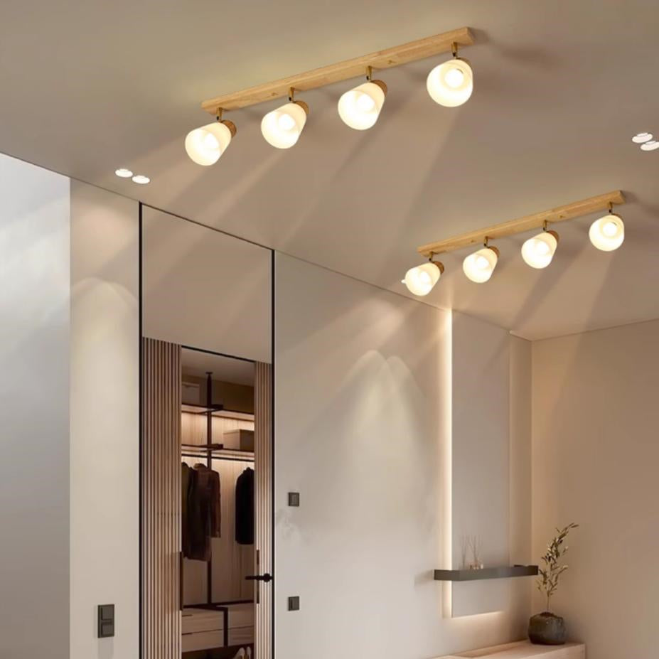 Modern Rustic Cabin Adjustable wood Track Ceiling Light