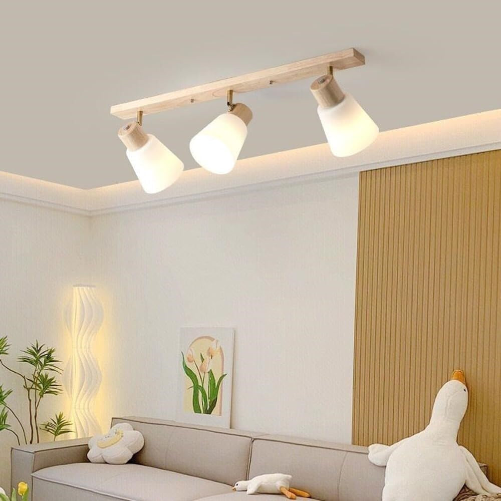 Modern Rustic Cabin Adjustable wood Track Ceiling Light