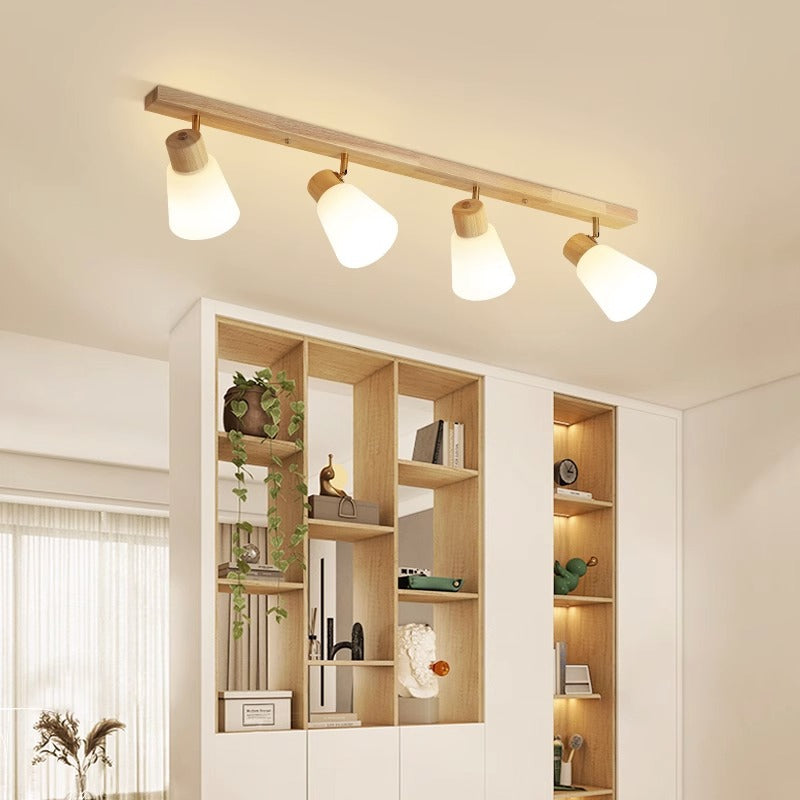 Modern Rustic Cabin Adjustable wood Track Ceiling Light