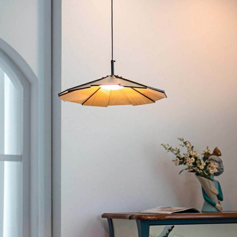 Wabi Sabi Rustic Umbrella Wood Pendant Light