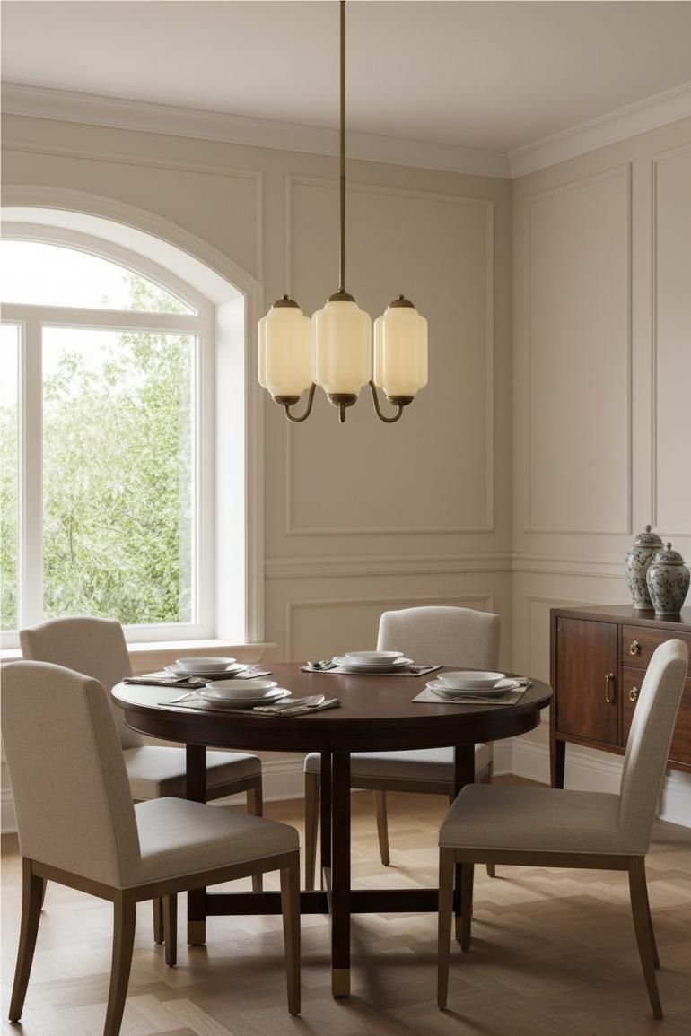 Vintage Eloise Glass Chandelier With 3 Lights