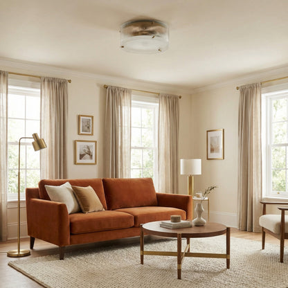 Glimmerove Fluted Glass Brass Round Ceiling Light – Rustic Chic Flush Mount for Living Rooms and Bathrooms
