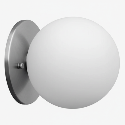 Glorica Glass Brass Wall Sconce - Frosted Globe Classic Light For Warm Ambiance